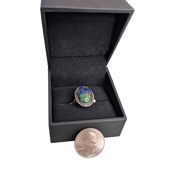Chrysocolla Statement Ring | 925 Sterling Silver | Size 7 - Picture 1 of 3